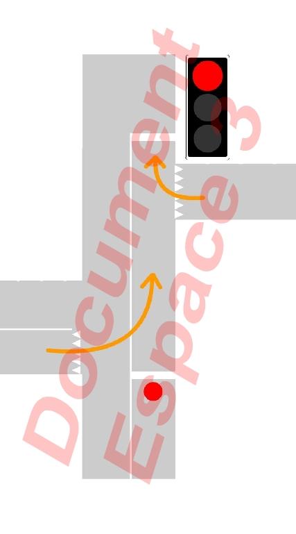 Feu et double ligne